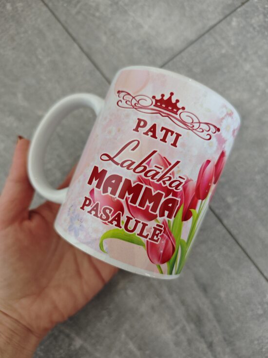 Krūze "Pati labākā Mamma" ar tulpēm 