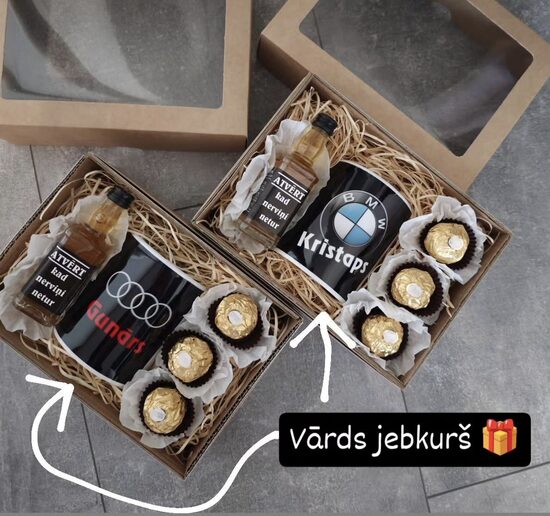 Komplekts ar krūzi ar jebkuru Auto logo un vārdu 